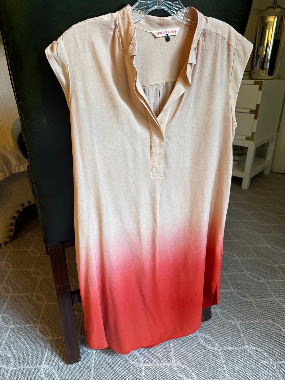 Rebecca Taylor Silk Pink Ombre Cap-Sleeve Tunic dress
